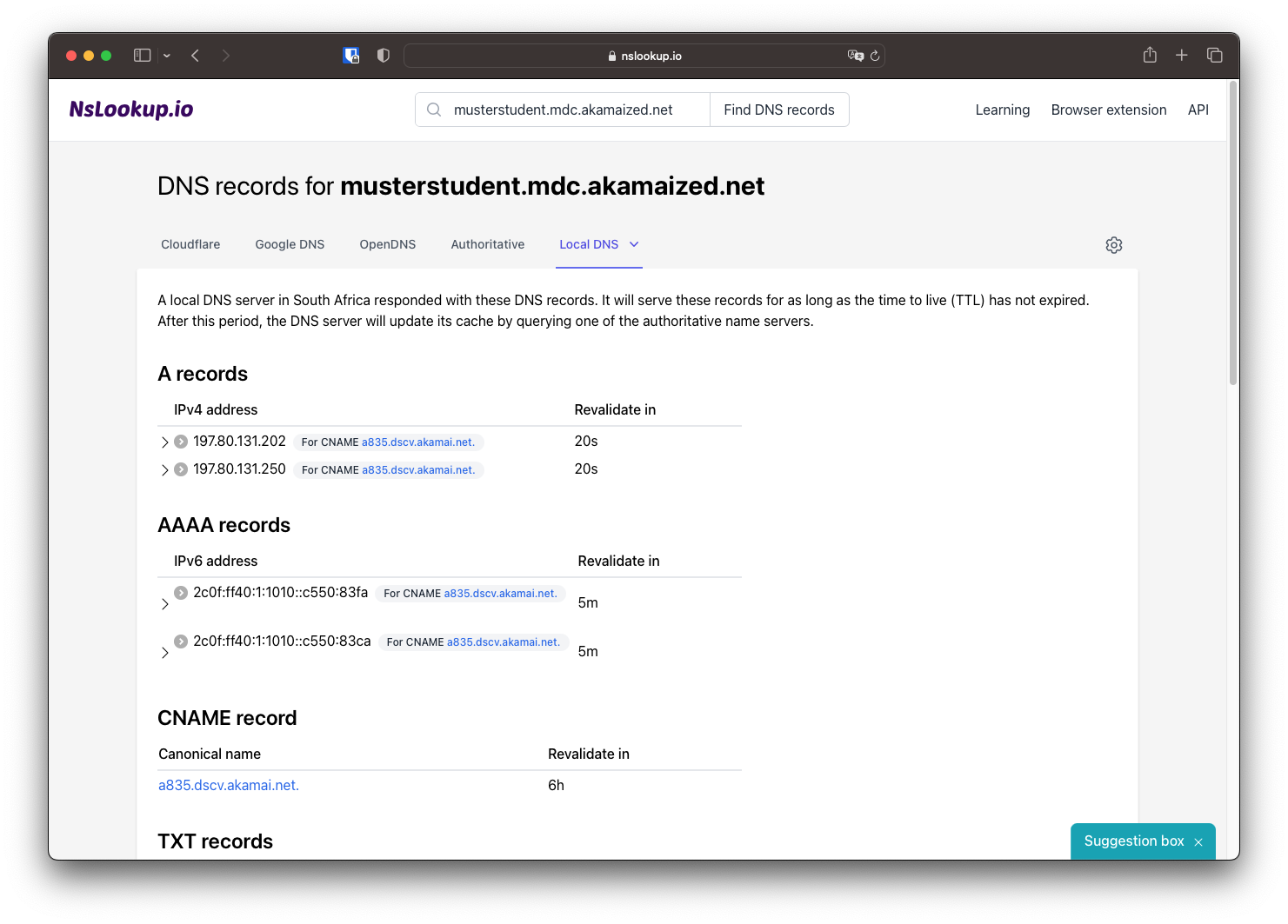 nslookup-io records